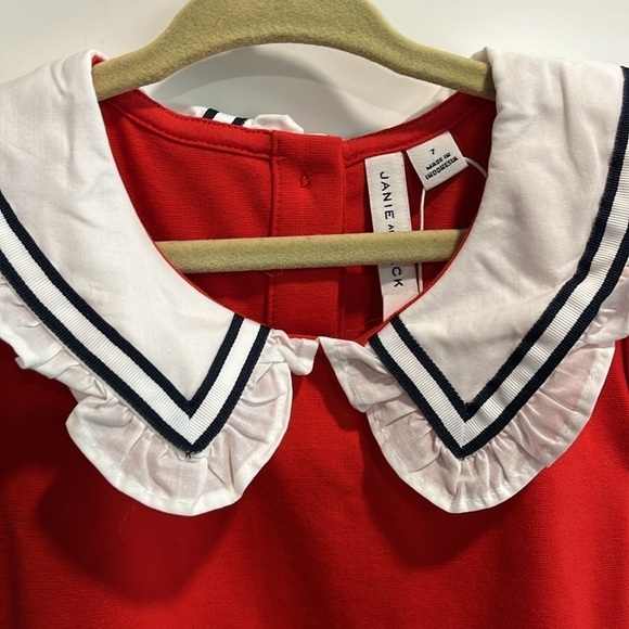 NWT Janie and Jack Girls Sailor Collar Ponte Dress Moto Red - Picture 3 of 8